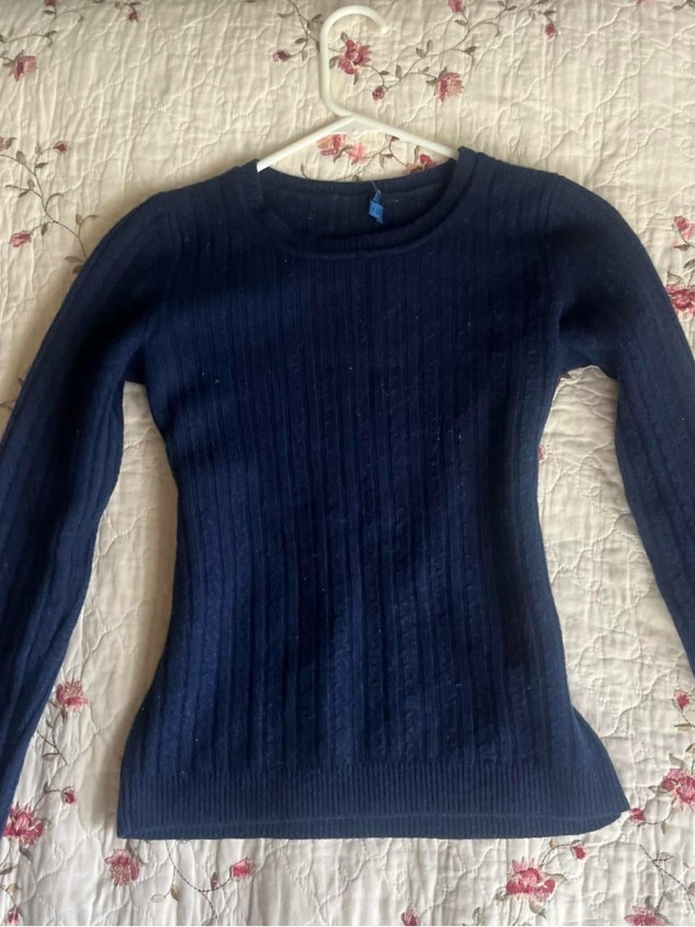 Vintage Martin and OSA Navy Fitted Cashmere Wool Cable Knit Sweater